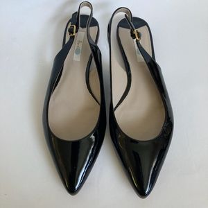 Boden leather shoes 41 9.5 10 patent sling back small low block heel